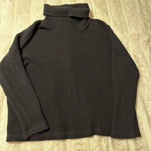 Black Waffle Knit Turtleneck